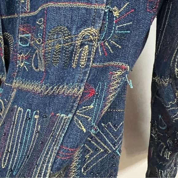 Chico’s Design Y2K Embroidered Denim Jean Jacket - Picture 13 of 14